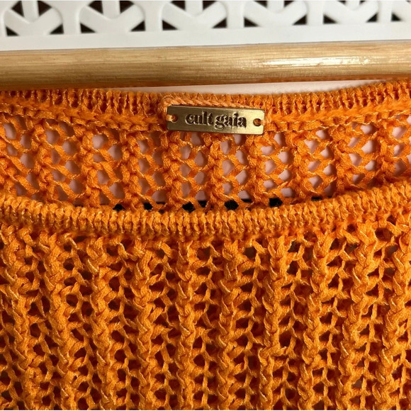 Cult Gaia Yaro Crocheted Cotton-blend Midi Dress Orange - Picture 6 of 7